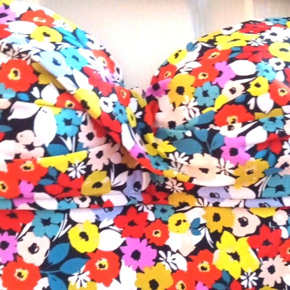 ANNE COLE MULTI COLOR DITSY FLORAL UNDERWIRE STRAPLESS TANKINI TOP SIZE XS NWT - Picture 4 of 8